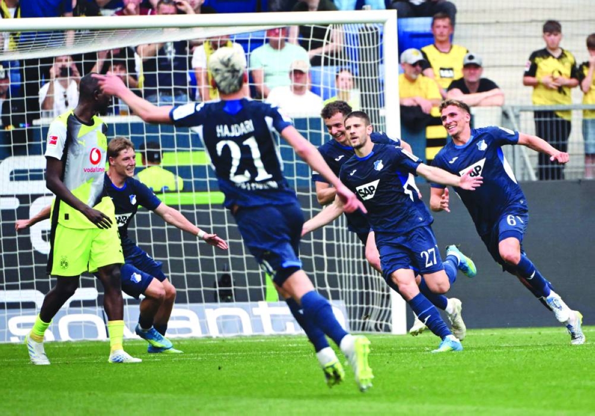 
Hoffenheim’s Andrej Kramaric (second right) celebrates after scoring a penalty against Borussia Dortmund. (AFP) 