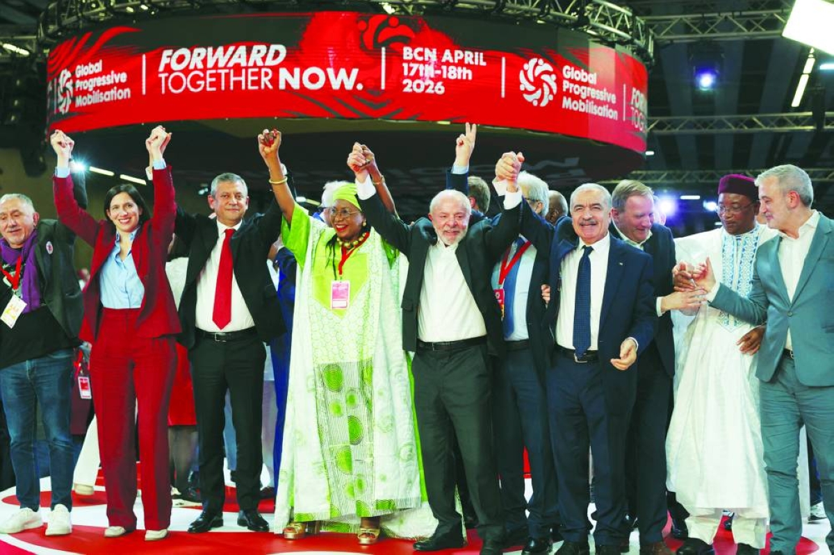 Brazil's President Luiz Inacio Lula da Silva attends the Global Progressive Mobilisation in Barcelona, Spain, on Saturday. (Reuters)