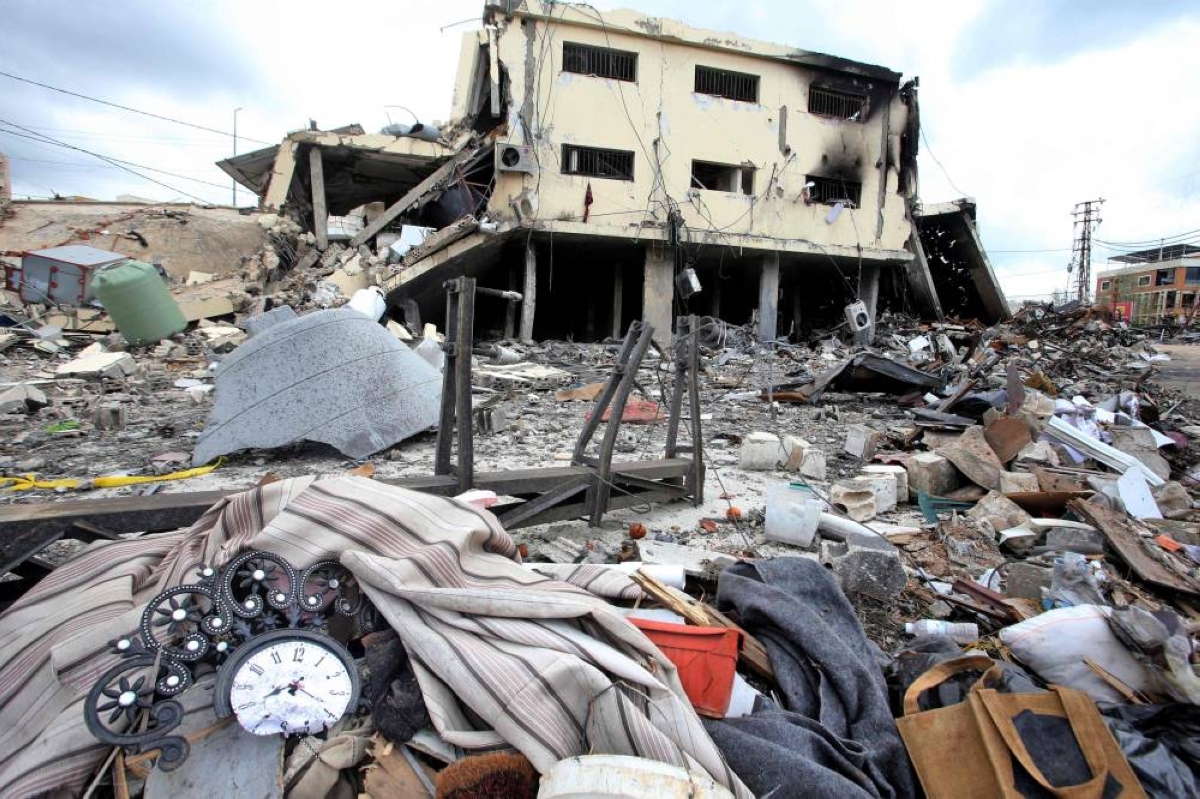 This picture shows the destruction from Israeli strikes in the southern Lebanese city of Nabatieh on April 20, 2026. Hezbollah lawmaker Hassan Fadlallah said on April 20 that his group would work to break the "Yellow Line" that Israel established in southern Lebanon, adding that no one could disarm the Iran-backed group. Lebanon was drawn into the Middle East war on March 2 when Tehran-backed militant group Hezbollah launched attacks on Israel to avenge the killing of the Iranian leader. Israel has responded with broad strikes across Lebanon and a ground offensive. (Photo by MAHMOUD ZAYYAT / AFP)