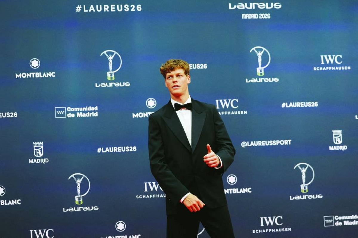 Italy's tennis player Jannik Sinner poses on the Red Carpet ahead of the 27th Laureus World Sports Awards gala in Madrid on April 20, 2026. (AFP)