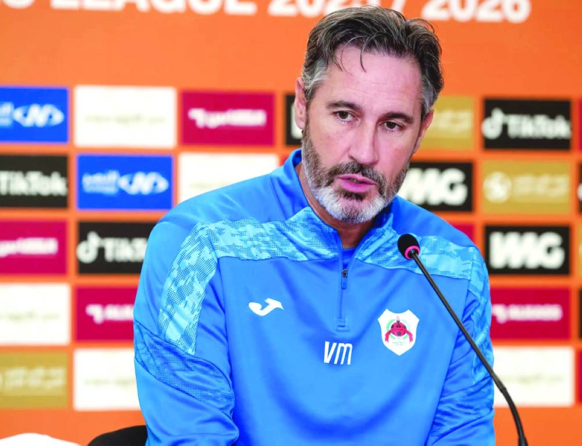 Al Rayyan coach Vicente Moreno speaks at a press conference Wednesday.