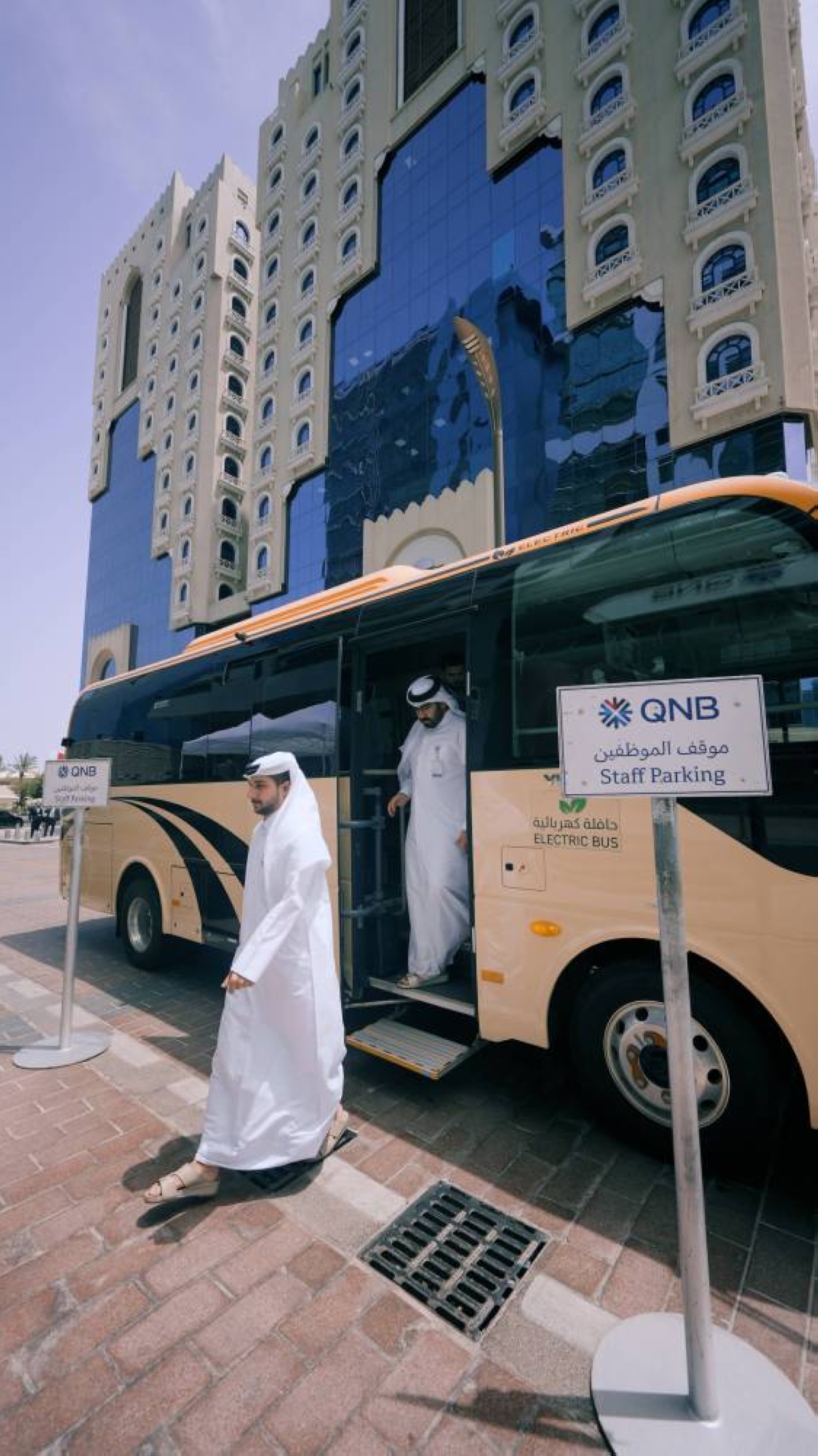 As part of the initiative, employee shuttle services were replaced with electric buses.