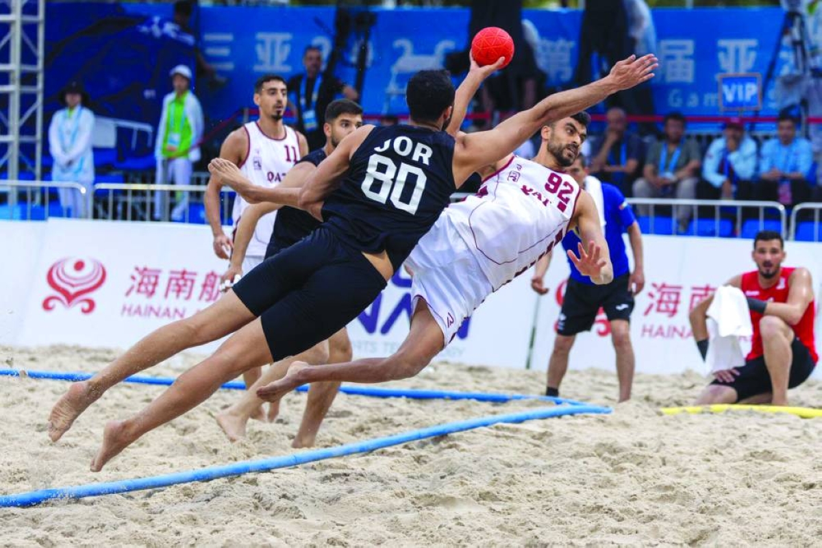 Qatar's beach handball team strengthened their position at the top of the group with a 2-0 victory over Jordan.