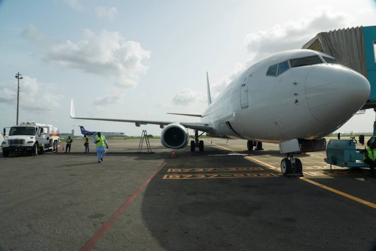 A fuel truck stands by an aircraft at Terminal 1 of Murtala Muhammed International Airport in Lagos, Nigeria, April 24, 2026. REUTERS/Sodiq Adelakun