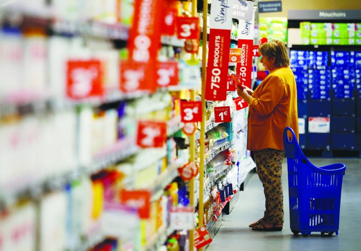 A customer shops at a Carrefour supermarket in Montesson near Paris. Eurozone bond yields hit multi-week highs Tuesday after a survey showed eurozone consumers expecting higher inflation, prompting markets to raise the likelihood of a hike in interest rates by the European Central Bank ‌in the coming months.
