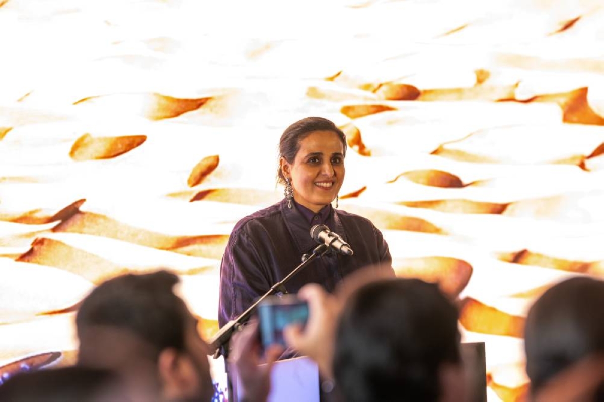 Her Excellency Sheikha Al Mayassa bint Hamad bin Khalifa al-Thani at the opening of the country’s national pavilion at La Biennale di Venezia.