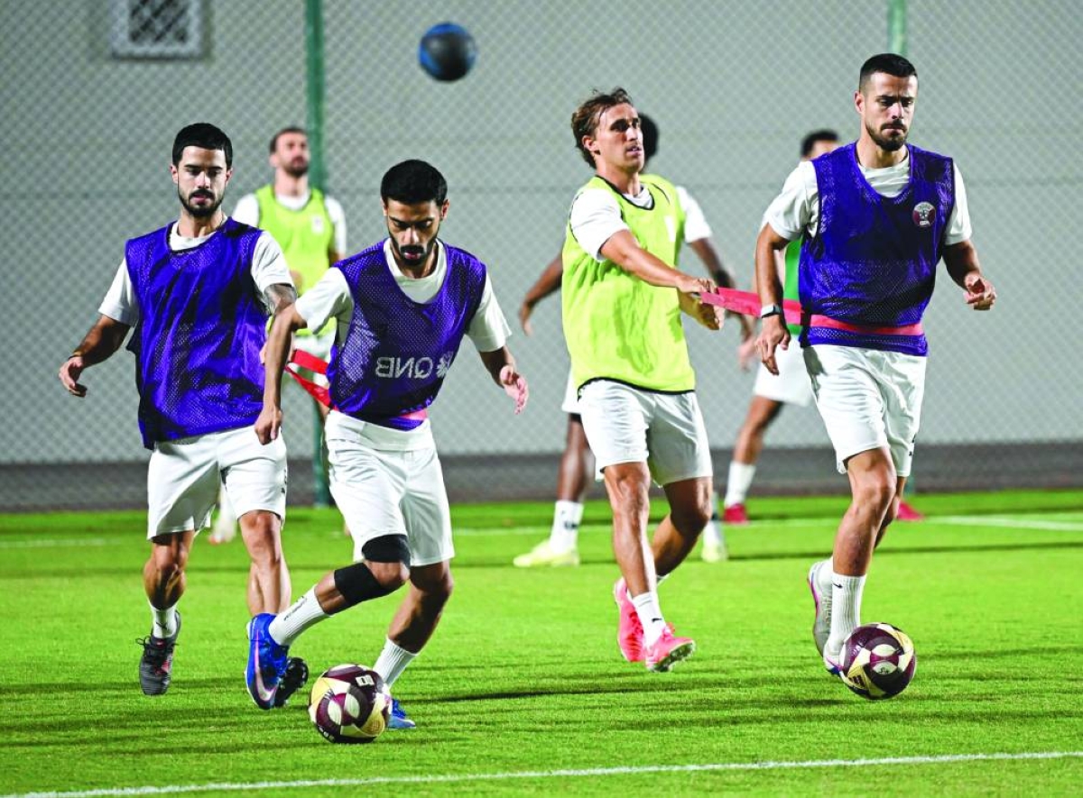 Al Shahania players at a training session Wednesday.