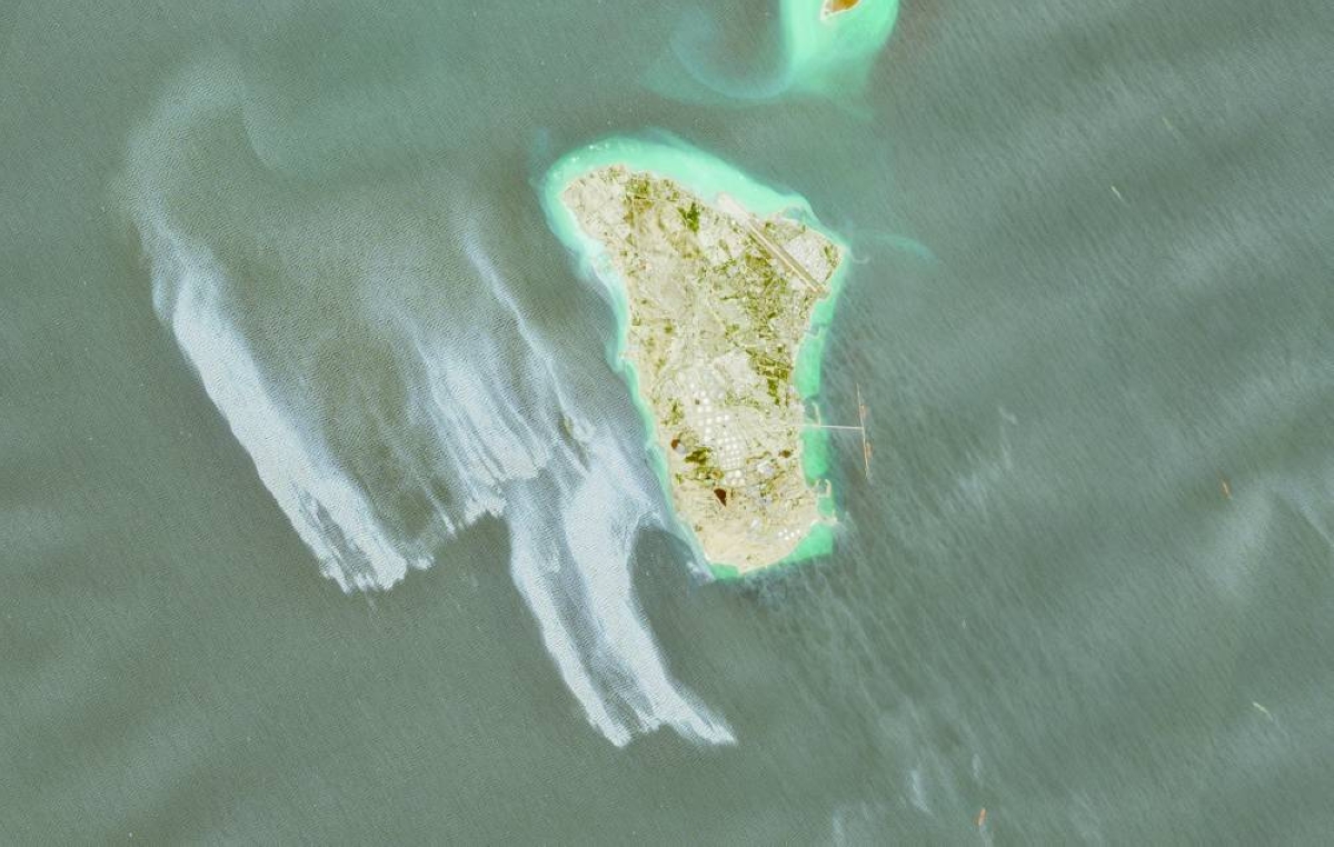 A satellite image shows likely oil spill covering dozens of square kilometres near Iran's Kharg Island. – Reuters