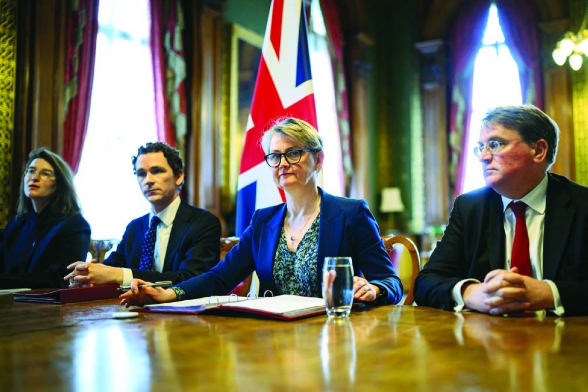 
British Foreign Secretary Yvette Cooper prepares to speak during a virtual summit at the Foreign & Commonwealth Office in London. The US-Israeli war with Iran has pushed up oil and natural gas prices by around 50% since the end of February. (Reuters) 