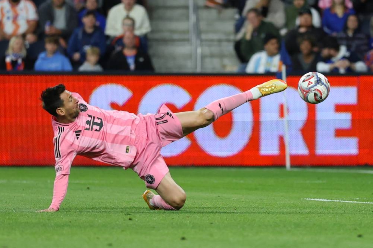 Lionel Messi of Inter Miami controls the ball during the MLS match against Cincinnati at TQL Stadium on May 13 in Cincinnati, Ohio. (AFP)