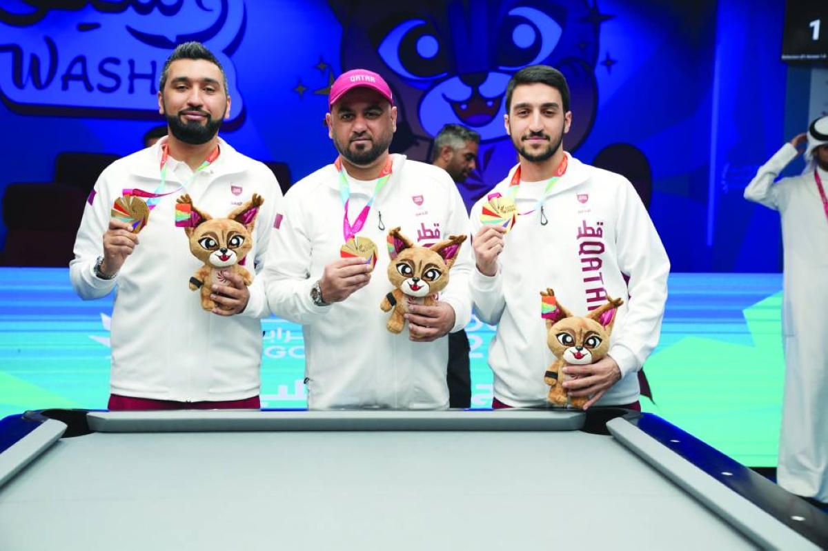 Ali al-Obaidli and Abdullatif Alfawal stormed to gold in the men’s 10-ball doubles billiards