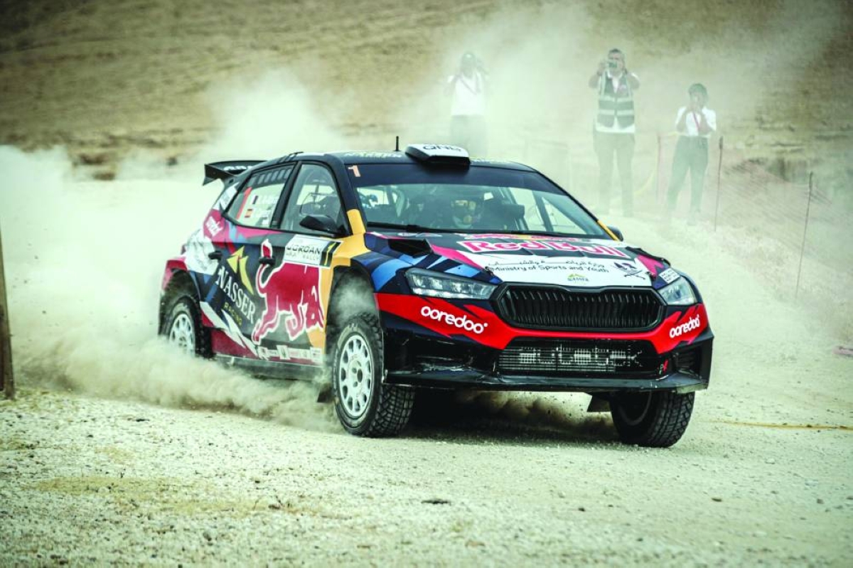Qatar’s Nasser Saleh al-Attiyah and his Spanish co-driver Candido Carrera in action at the Jordan Rally.