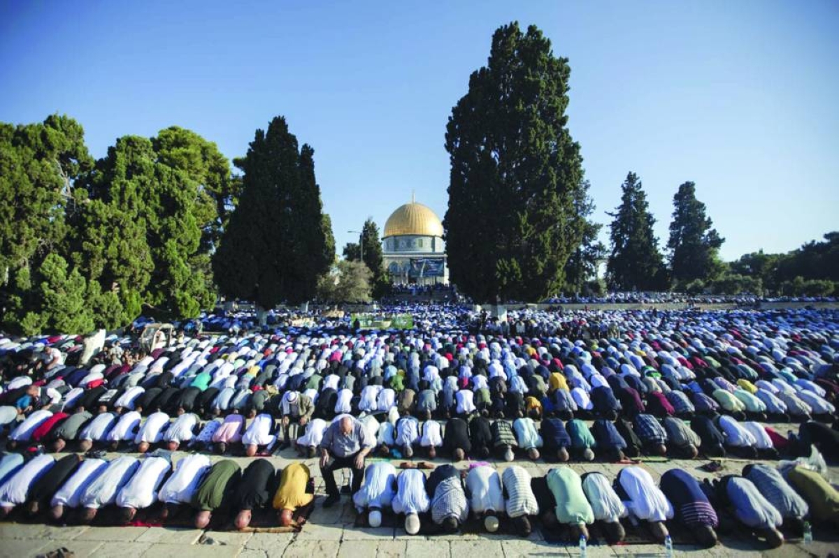 Around 75,000 Palestinians pray at Al-Aqsa amid tight restrictions on Friday. QNA 