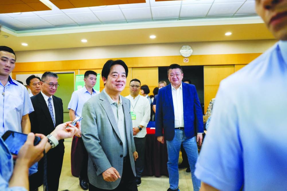 Taiwan President Lai Ching-te arrives at an event to mark the 40th anniversary of the founding of the Democratic Progressive Party in Taipei, Taiwan, Sunday. (Reuters)