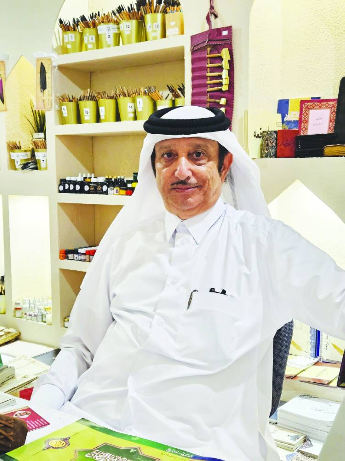 Nagi Alsaygh, who owns Resha and Hebr for Arabic Calligraphy, has been participating in the book fair for the past six years. PICTURE: Peter Alagos.
