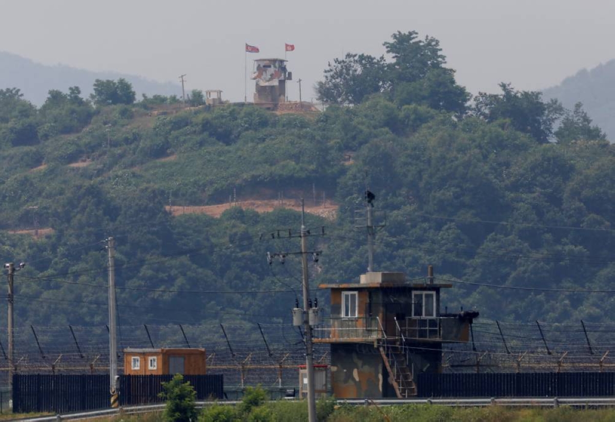 A North Korean soldier stands guard at his guard post inside North Korean territory, in this picture taken from Paju, Republic of Korea. (Reuters/File Picture)