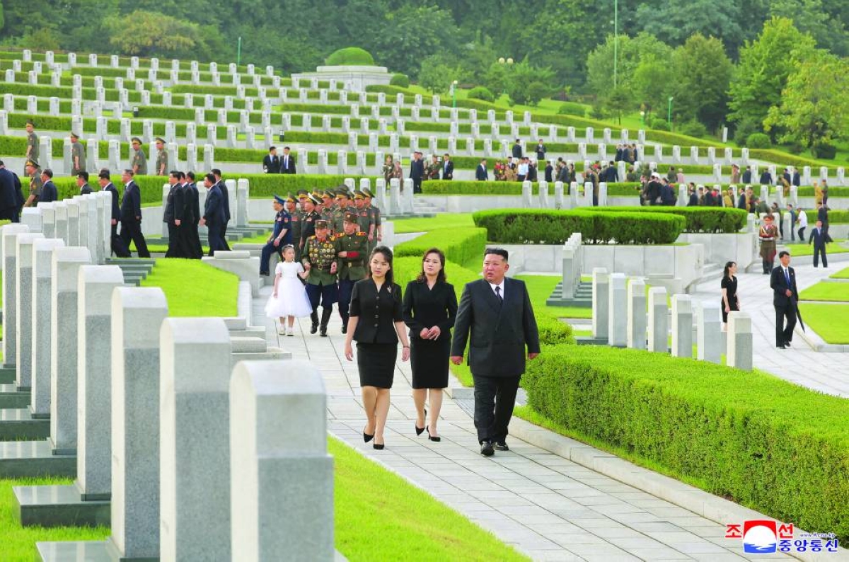 Kim Jong-un marks war anniversary with daughter by his side