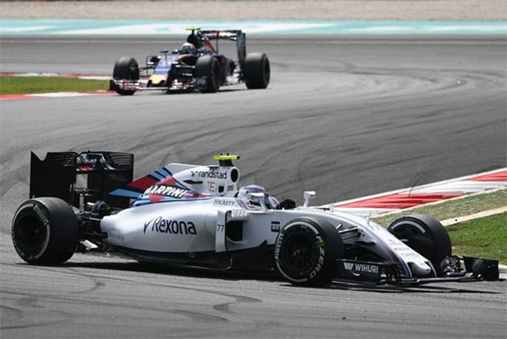 Williams Martini Racing\'s Finnish driver Valtteri Bottas in action during the grand prix on Sunday
