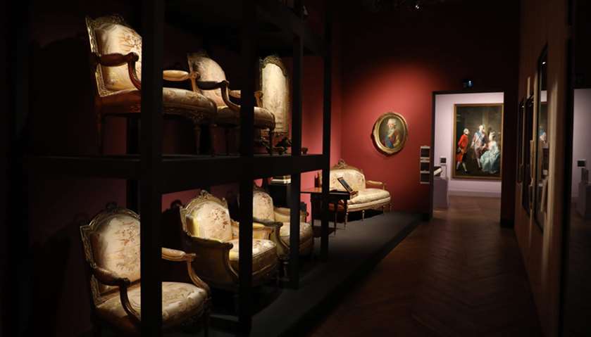 \"Royal\" furniture on display as part of the \"visiteurs de Versailles\" exhibition