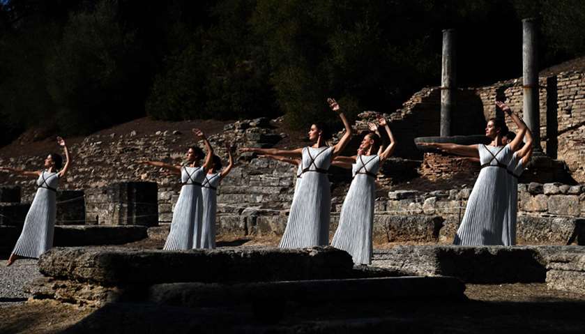 Actresses perform at the Temple of Hera during a dressed rehearsal
