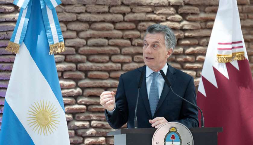 President Mauricio Macri speaks during the official lunch