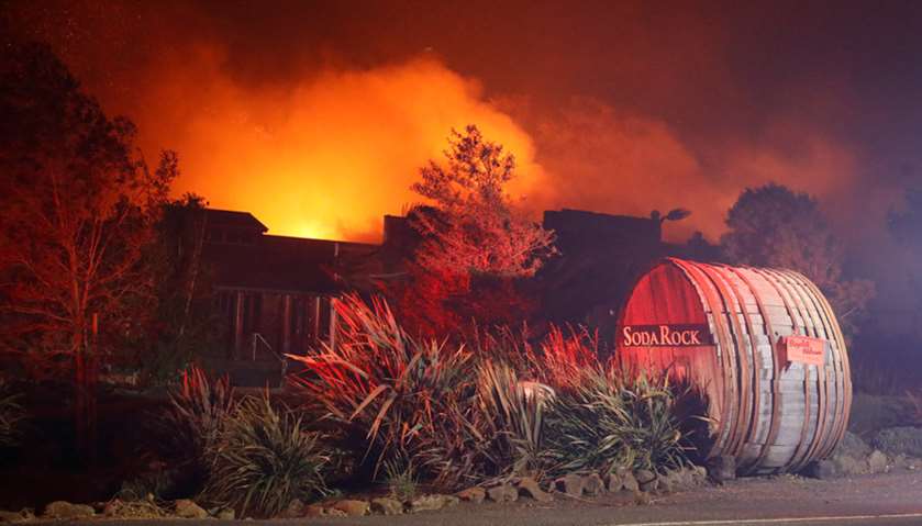The wind driven Kincade fire burns near the town of Healdsburg, California