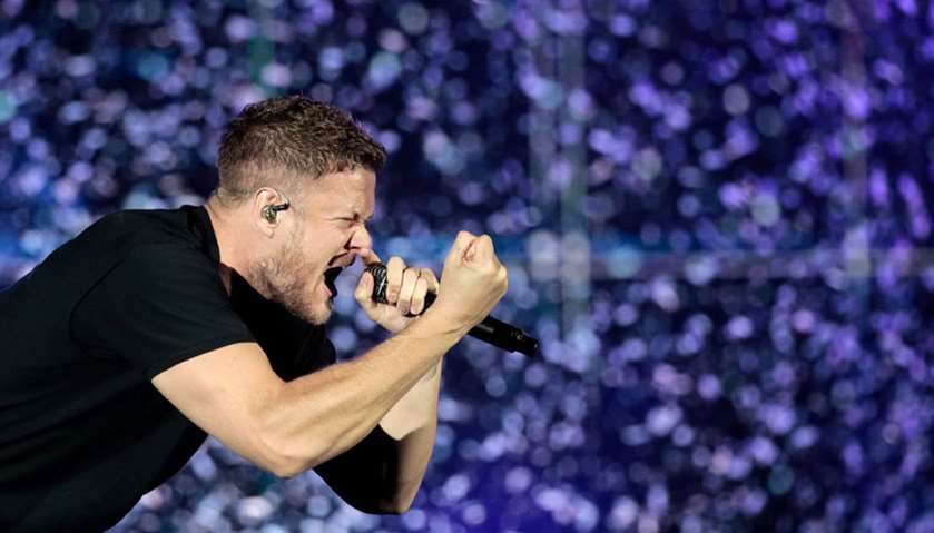 Imagine Dragons lead vocalist Dan Reynolds performs at the Rock in Rio Music Festival