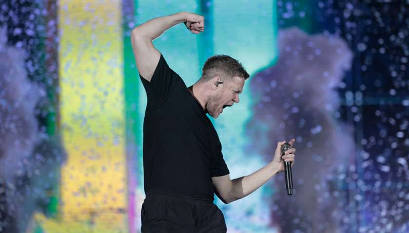 Imagine Dragons lead vocalist Dan Reynolds performs at the Rock in Rio Music Festival in Rio de Jane