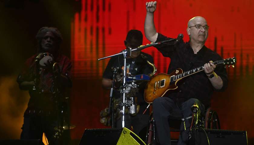 Brazilian musician Herbert Vianna, of rock band Paralamas do Sucesso, performs during the last day o