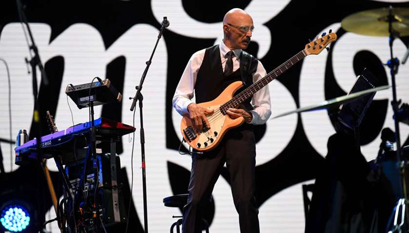 Tony Levin, bass player of British band King Crimson, performs on the last day of the Rock in Rio mu