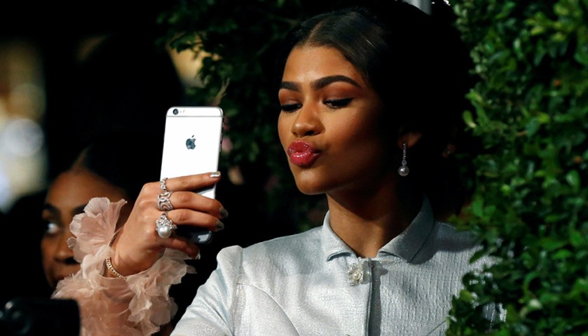 Actor and honoree Zendaya takes a selfie at the Glamour Women of the Year Awards