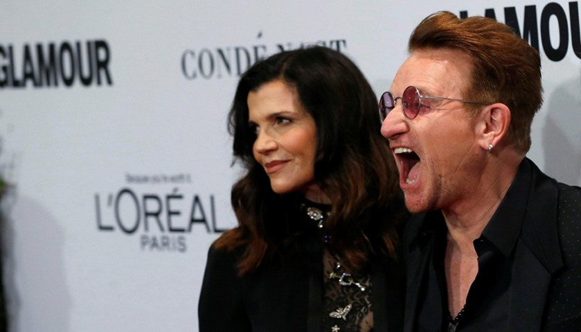 Recording artist and honoree Bono of U2 and his wife Ali Hewson