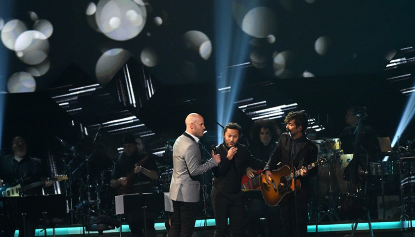 (L-R) Gian Marco, Diego Torres, and Tommy Torres perform during the show