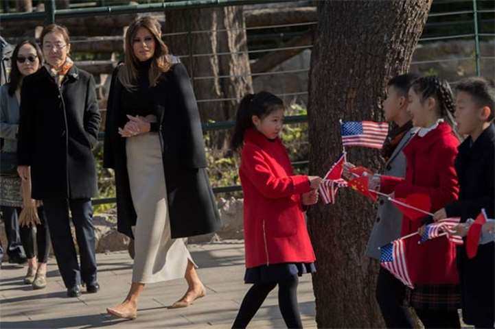 US First Lady Melania Trump visits the Beijing Zoo in the Chinese capital on Friday