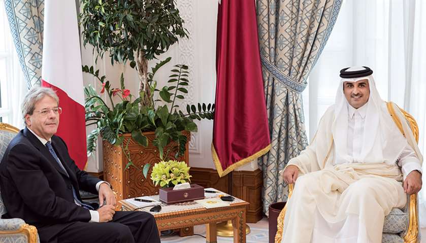 His Highness the Emir holding talks with Italian Prime Minister Paolo Gentiloni