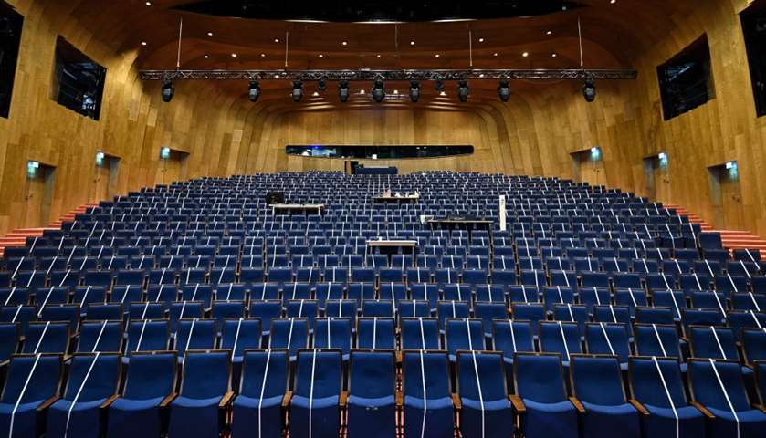 Empty seats at the Schauspielhaus Duesseldorf theater in Duesseldorf, western Germany