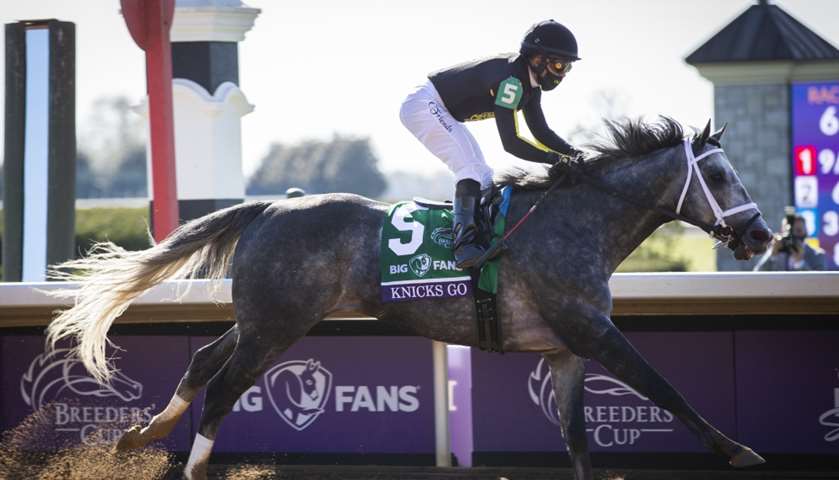 Knicks Go with Joel Rosario up wins the Big Ass Fans Breeders\' Cup Dirt Mile race 
