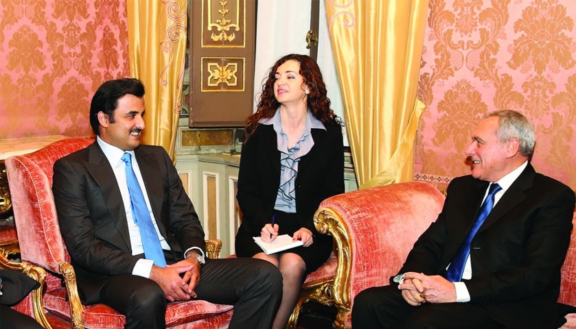 HH the Emir Sheikh Tamim bin Hamad al-Thani holding talks with  Pietro Grasso, Senate president