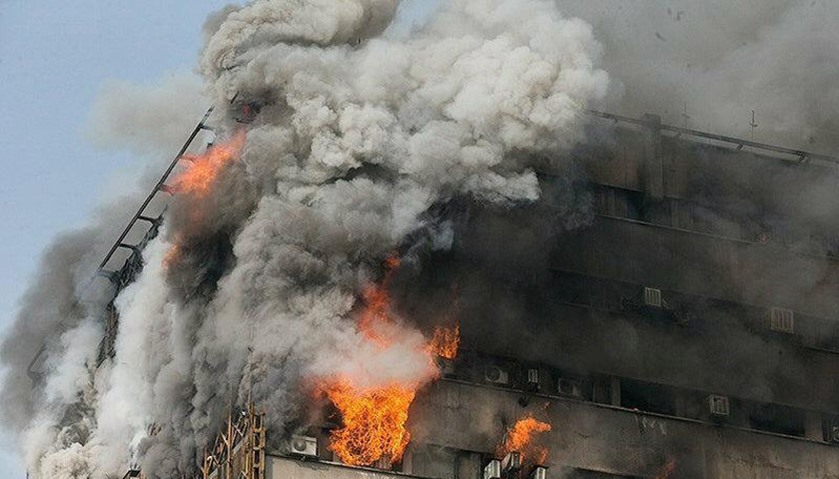 Fire breaks out in a high-rise building in Tehran