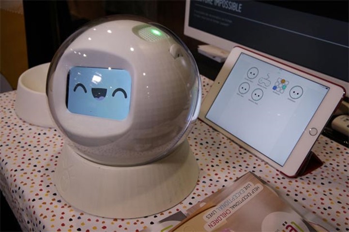 Leka, an interactive robot designed for children with special needs, is seen in Las Vegas