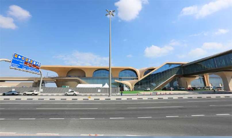 An outer view of the Doha Metro project\'s Economic Zone Station