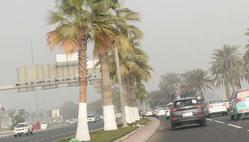 The fog covered Doha