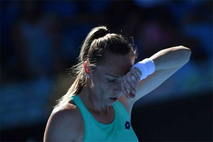 Slovakia\'s Magdalena Rybarikova reacts during her match at the Australian Open on Friday