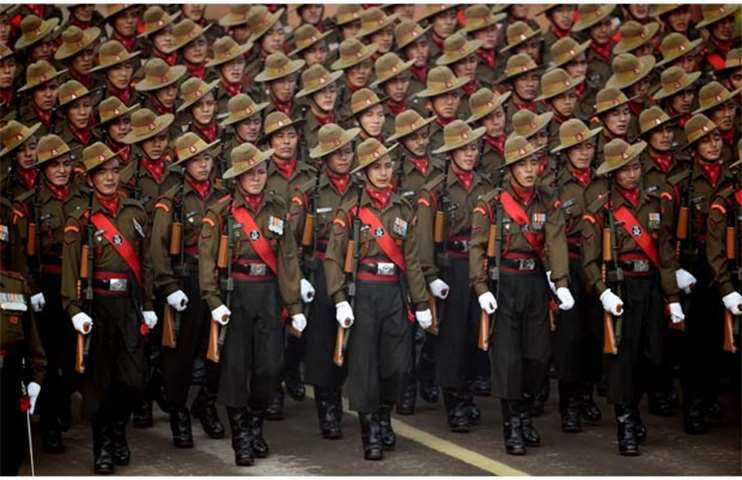 An Indian Army contingent marches during India\'s 69th Republic Day Parade in New Delhi