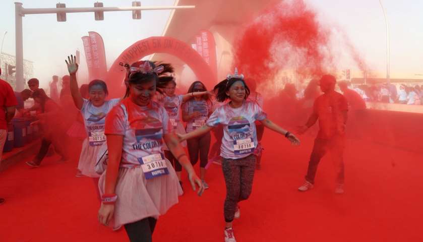 Girls participate in the Color Run