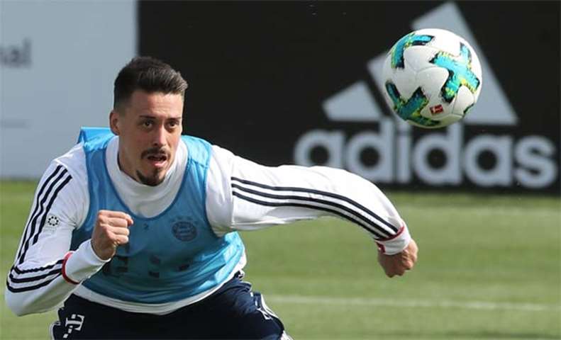 Sandro Wagner takes part in a training session at the Aspire Academy for Sports Excellence