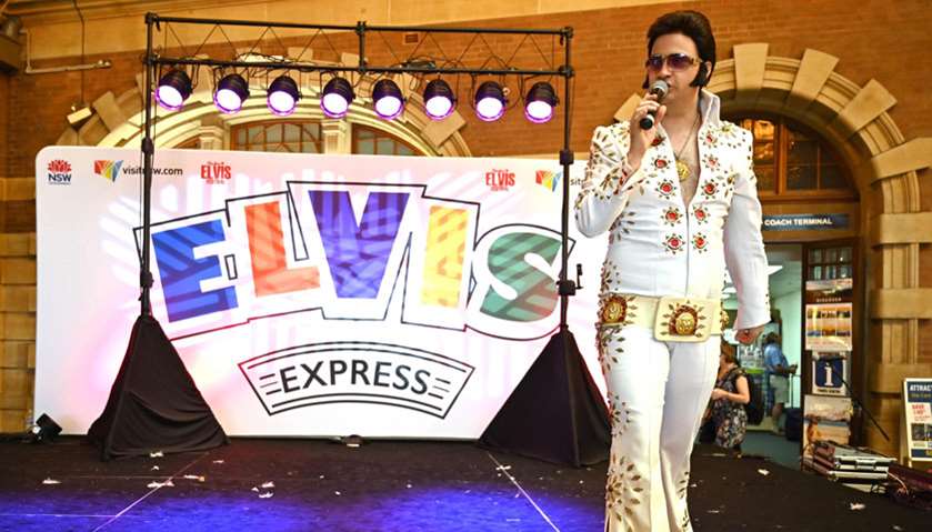 Elvis fan performing at Central Station in Sydney
