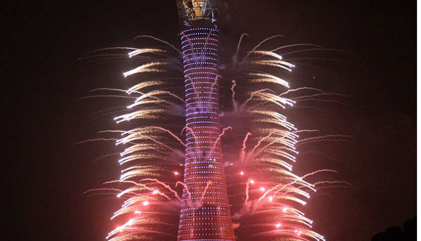 Fireworks at Aspire Tower