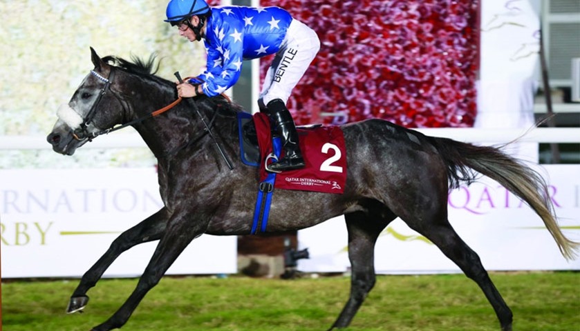 Jockey Harry rides Gazwan, owned by HH Sheikh Mohamed bin Khalifa al-Thani, to victory
