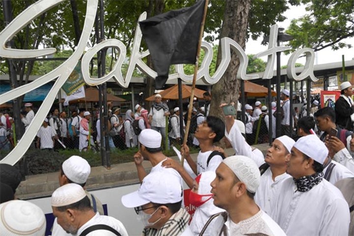 The rally was the second major demonstration in weeks against Jakarta’s governor